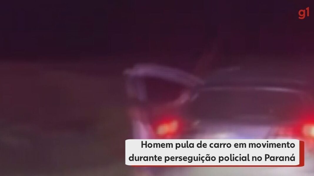 Homem pula de carro em movimento durante perseguição policial no Paraná; VÍDEO
