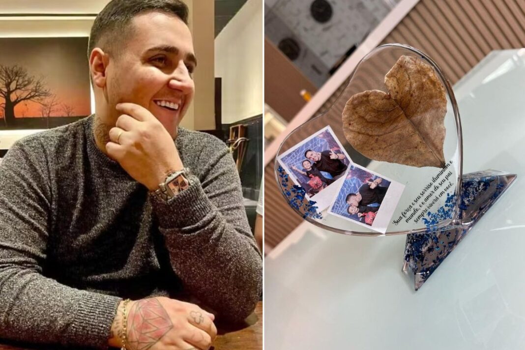 Mãe de comerciante morto enquadra folha em formato de coração achada pelo neto: 'Meu pai mandou do céu' | Santos e Região
