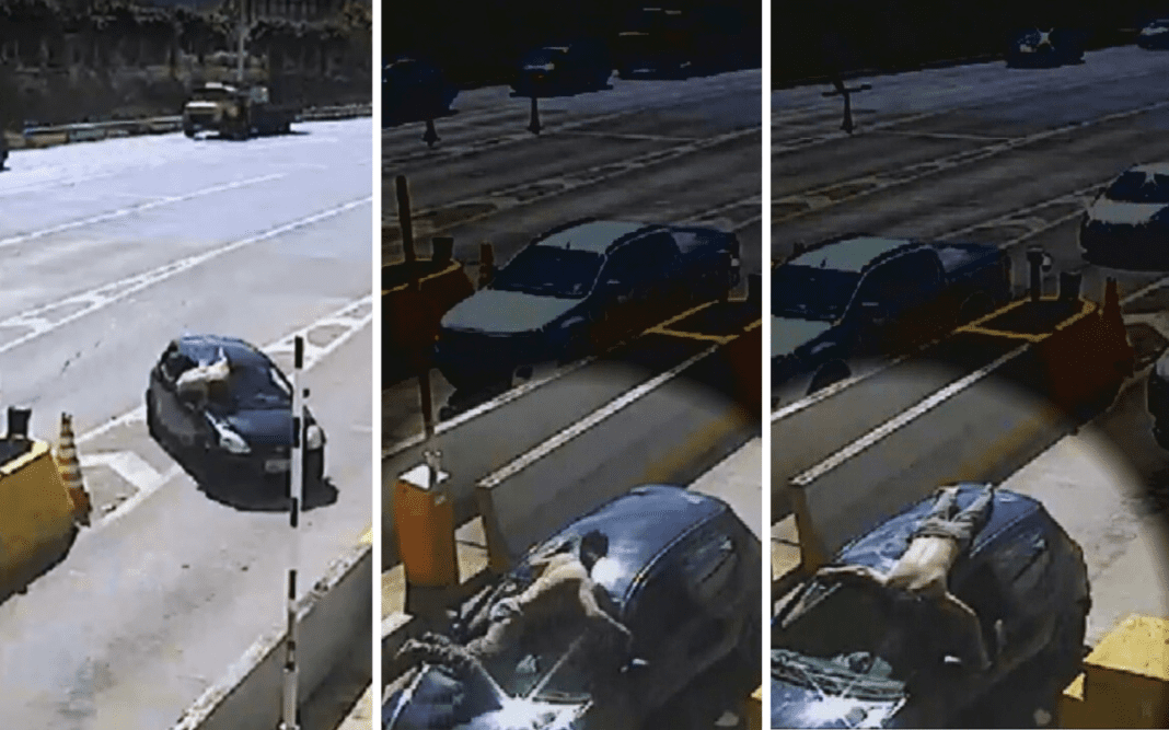 VÍDEO: Homem bêbado viaja deitado no teto de carro a 100 km/h na BR-153, diz PRF | Trânsito GO
