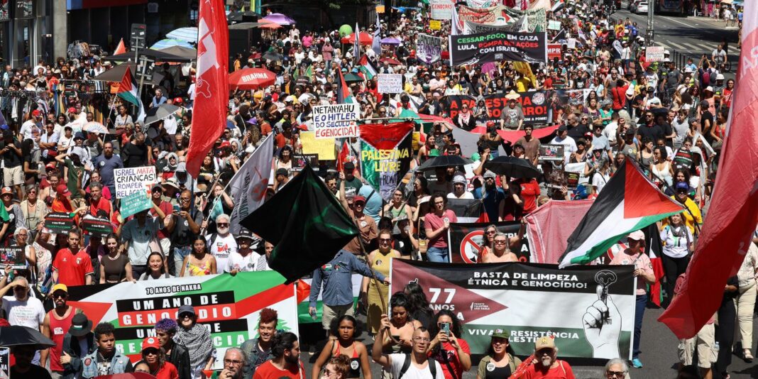 Ato pede libertação de ativistas de flotilha e medidas duras Ato pede libertação de ativistas de flotilha e medidas duras do Brasil