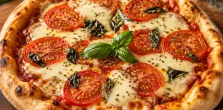 Pizza caseira profissional com ingredientes simples