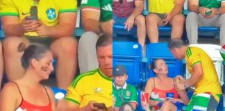 Casal tem “DR” durante jogo da Copa e internautas especulam motivo