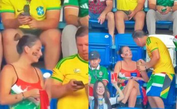 Casal tem “DR” durante jogo da Copa e internautas especulam motivo