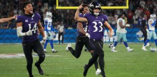No último segundo, Baltimore Ravens batem Dallas Cowboys no Rio No último segundo, Baltimore Ravens batem Dallas Cowboys no Rio