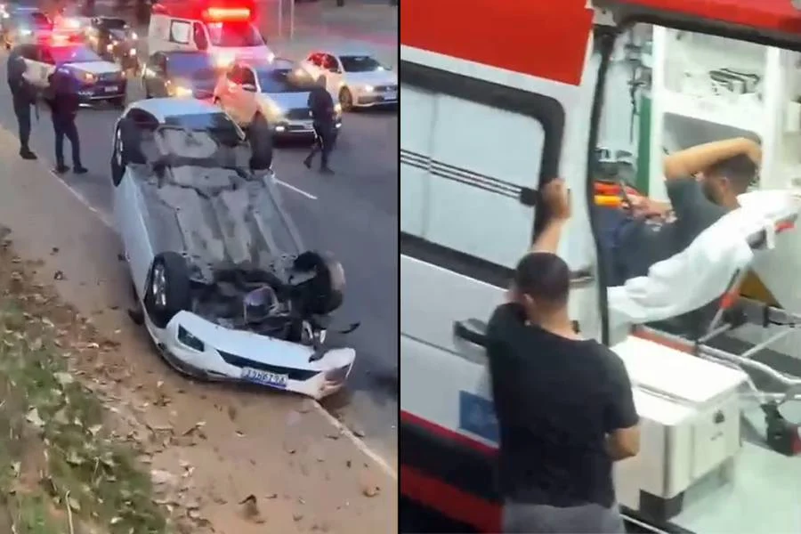 Homem Capota Carro Após Perde O Controle Na Avenida Centenário Homem Capota Carro Após Perde O Controle Na Avenida Centenário